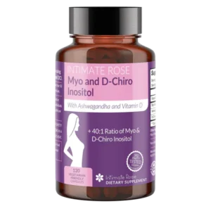 intimate rose myo and d chiro inositol with ashwagandha and vitamin d | 40:1 ratio of myo & d chiro inositol | hormonal, ovarian & reproductive support | 120 capsules; exp 07/2027