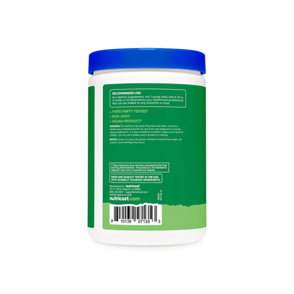 nutricost organic super greens powder | 30 servings | superfood drink mix | unflavored ~ 11oz/309g; exp 09/2028 nutricost organic super greens powder | 30 servings | superfood drink mix | unflavored ~ 11oz/309g; exp 09/2028